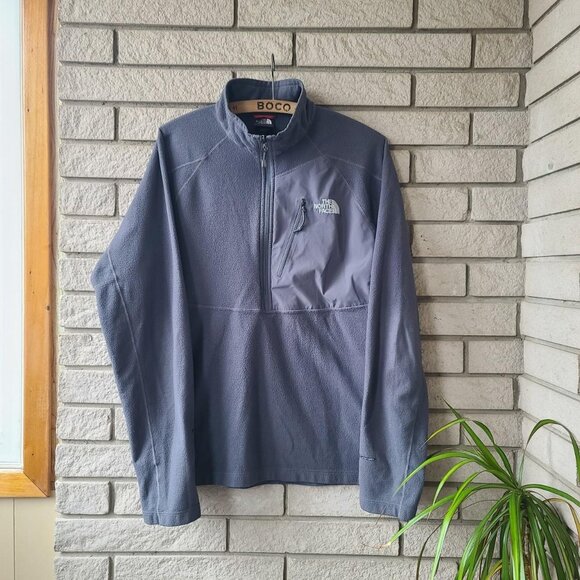 'The North Face' flash dry grey quarter zip fleece pullover sweater men's L - Picture 1 of 5